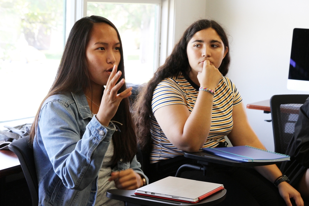 ASL students in class signing