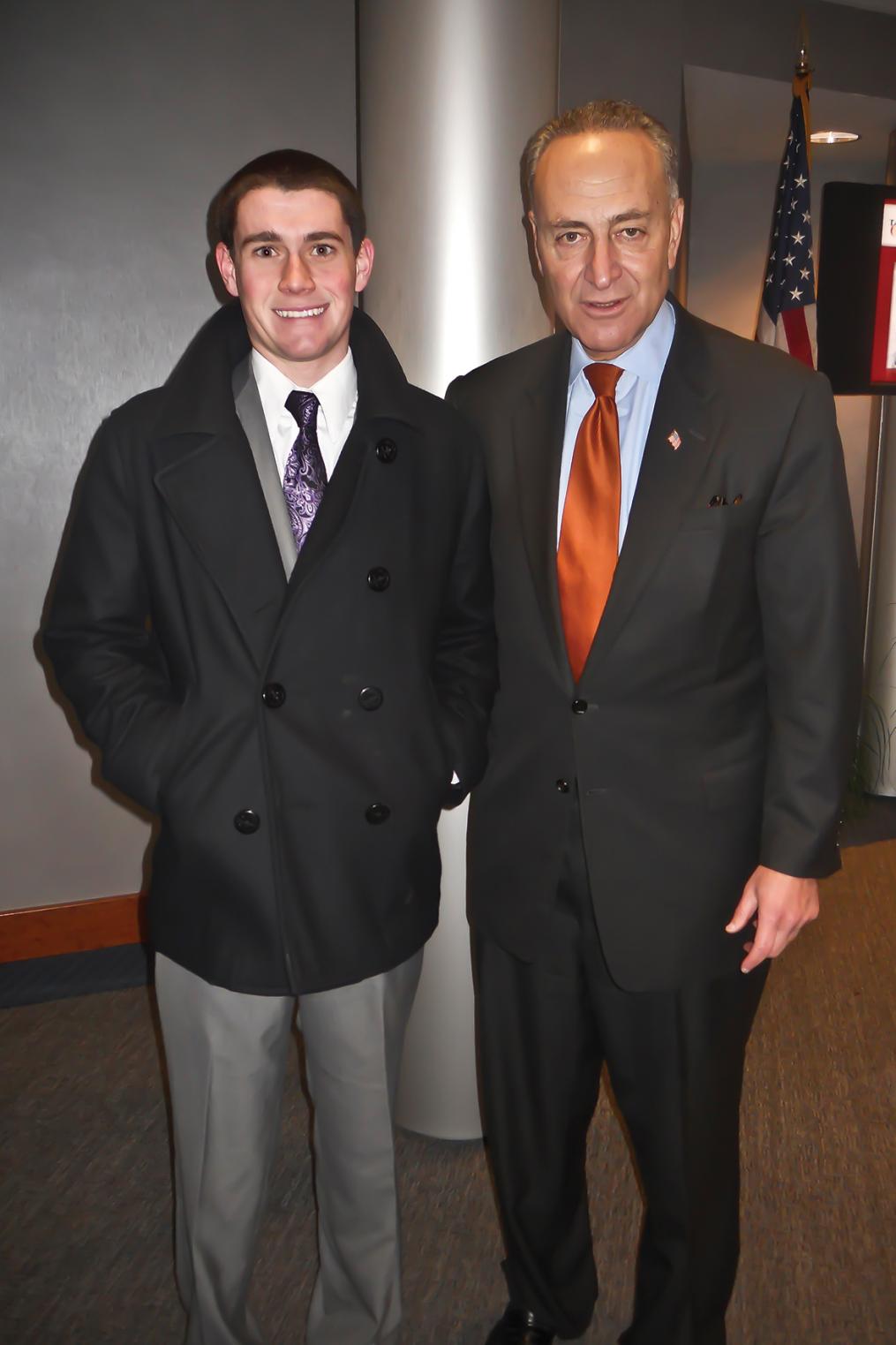 Tom Drumm stands with U.S. Sen. Charles E. Schumer