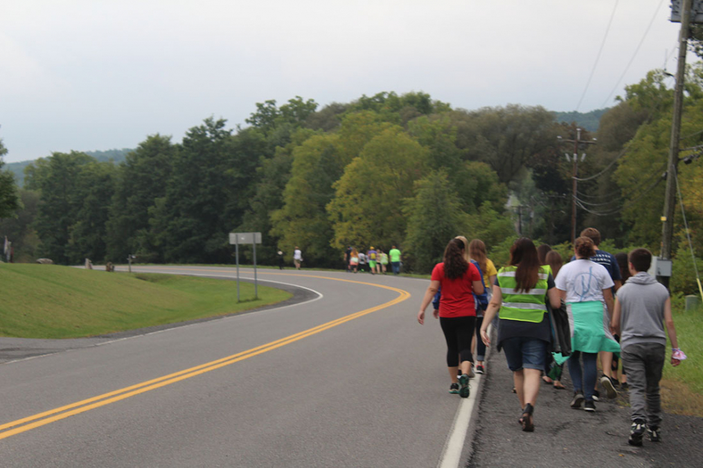 A group of students participates in the 2017 One Walk.